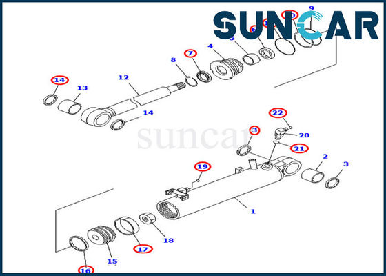 707-98-22910 ยกชุดซีลกระบอกไฮดรอลิกเหมาะกับ D31EX-21 D31PX-21 Komatsu