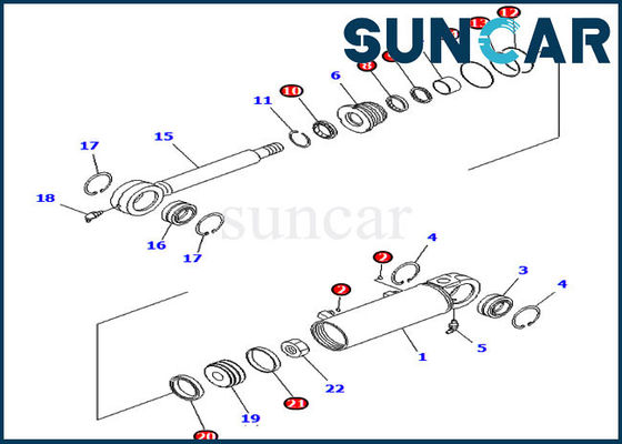 707-99-24670 ชุดซีลกระบอกเอียงชุดบริการ Komatsu เหมาะกับรถดันดิน D37EX-21A D31PX-21A