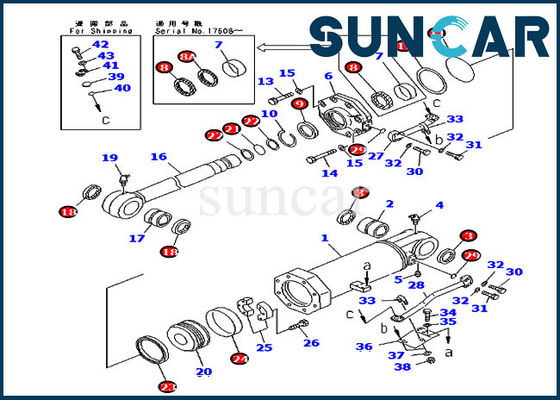 ความต้านทานน้ำมัน 707-98-74400 ชุดซีลซ่อมกระบอกสูบลิฟท์สำหรับ D375A-3 D375A-3A Komatsu
