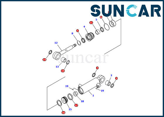 707-98-03480 Komatsu PC09-1 Excavator Inner Parts Repair Kit Blade ชุดซีลกระบอกไฮดรอลิก