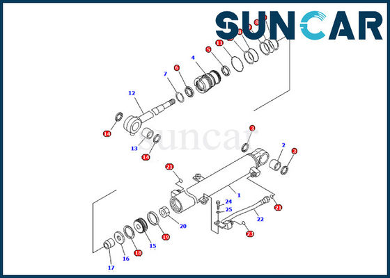707-98-03570 ชุดซีลกระบอกบูม Komatsu PC09-1 Excavator Inner Parts service kit
