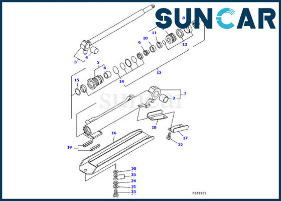 YM172186-72190 ชุดซีลกระบอกบูม Komatsu PC09FR-1 Excavator ซ่อมซีลกระบอกไฮดรอลิก