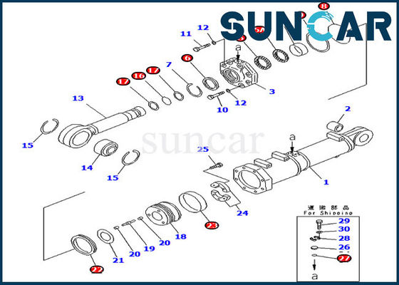 707-99-74460 ชุดซีลกระบอกเอียงใบมีด Komatsu Service Kit สำหรับ Pitch Dozer D375A-3