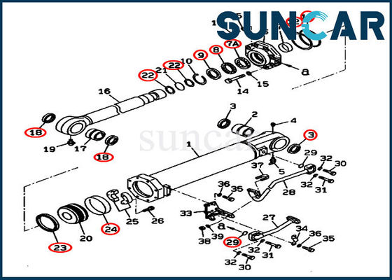 707-99-74110 7079974110 Ripper Tilt Cylinder Seal Kits สำหรับ Komatsu D375A-3D Bulldozer