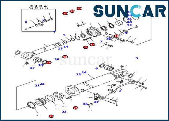 7079974520 Blade Tilt Sealing Kit ชุดซ่อมกระบอกสูบสำหรับ Komatsu Bulldozer D375A-5D