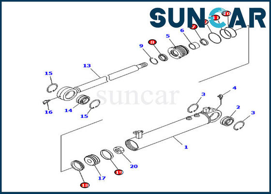 707-98-24910 ชุดเปลี่ยนชุดซีลกระบอกมุมเหมาะกับ Komatsu D39EX-21 D39PX-21