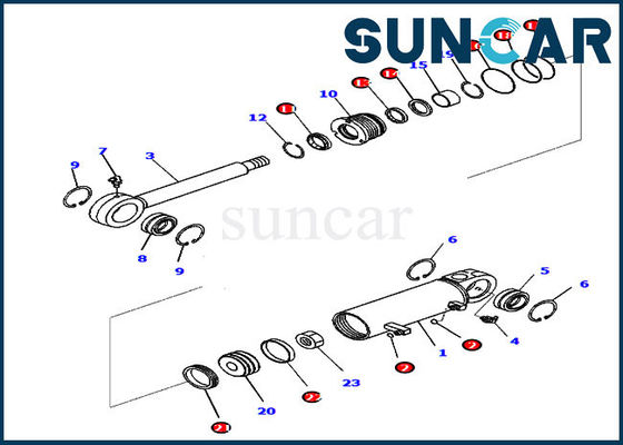 D31EX-22 Komatsu Parts 707-99-24650 Bulldozer Service Kit ชุดซีลกระบอกเอียง