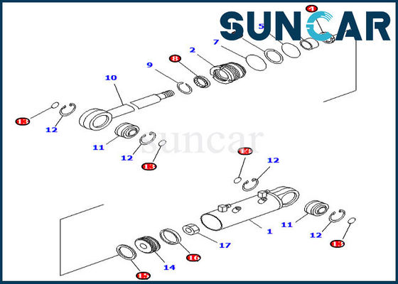 707-98-34590 Bulldozer Seal Kits Blade Tilt Cylinder ชุดซ่อมสำหรับ Komatsu Inner Parts