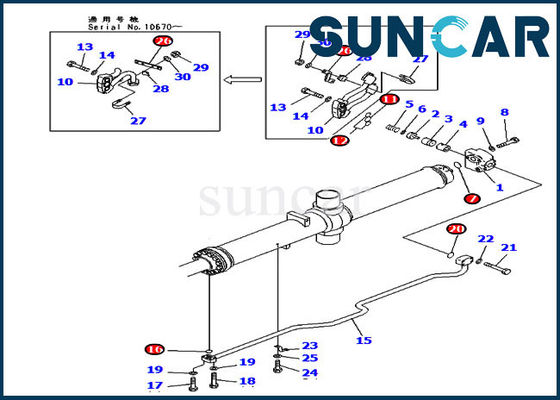 D475A-3 Komatsu Parts 707-98-67510 7079867510 ชุดซ่อมกระบอกไฮดรอลิกใบมีดยก