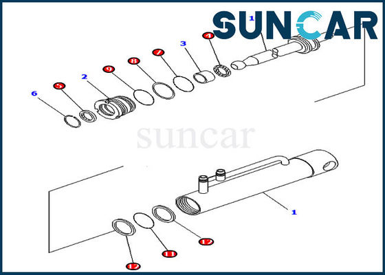 ความต้านทานการกัดกร่อน 707-99-11010 ชุดซ่อมกระบอกไฮดรอลิกสำหรับ Komatsu D475A-3
