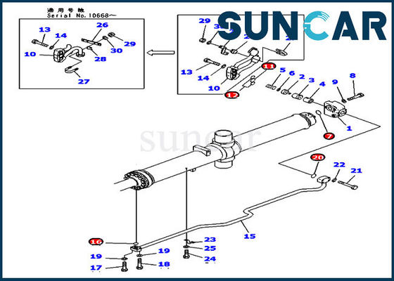 707-98-74110 ชุดซ่อมกระบอกยกใบมีดชุดซีลไฮดรอลิกสำหรับ Komatsu D475A-3 Dozer