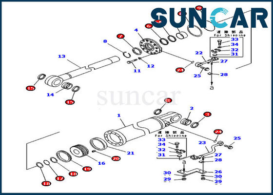 707-99-75600 7079975600 Dozer Seal Kits Ripper Lift Cylinder Kit เหมาะกับ Komatsu D475A-5A