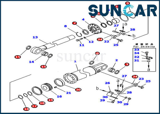 D475A-5E0 ชุดซ่อมซีลกระบอกเอียง 707-99-77620 Komatsu ชุดเปลี่ยนไฮดรอลิก