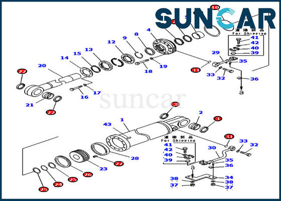 707-99-75530 Ripper Lift Cylinder Repair Seal Kit สำหรับ D475A-5 Komatsu Bulldozer