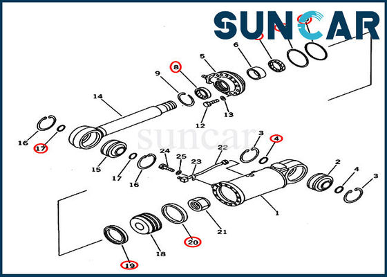 707-98-53410 Tilt Seal Kit ชุดซ่อมกระบอกไฮดรอลิกเหมาะกับ D53A-18 D53P-18 Komatsu