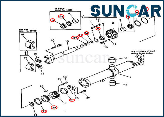 707-98-75410 ชุดบริการยกใบมีดไฮดรอลิก D575A-2 Komatsu Cylinder Replacement Kits