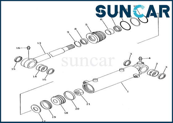 Komatsu PC10-7 Excavator Blade Lift Cylinder Seal Kit 707-98-12700 ชุดบริการกระบอกสูบ