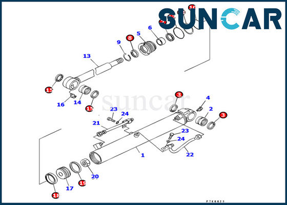 707-98-14610 ชุดซีลกระบอกสูบถัง OEM Komatsu ชุดซ่อมเหมาะกับรถขุด PC8uu-3 R3eplacement