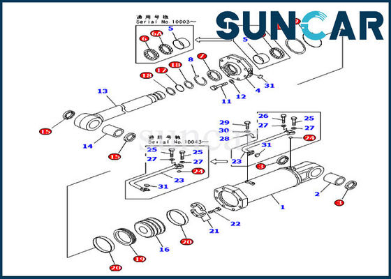 707-98-84420 Ripper Lift Service Kit ชุดซ่อมกระบอกซีลสำหรับ Komatsu D575A-2 Dozer