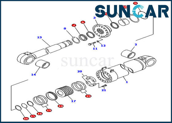 707-99-96200 Dump Cylinder Seal Repair Kit สำหรับ Komatsu รถตักล้อยาง WA800-3 WA900-3