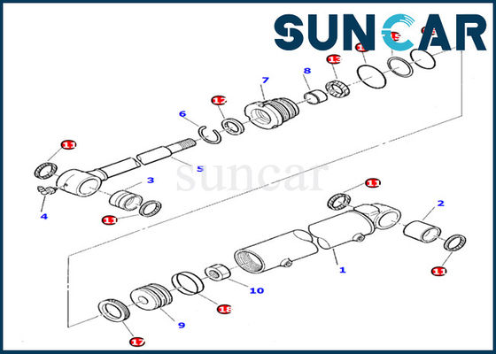 ชุดบริการกระบอกสูบบูมสวิง 878000392 สำหรับ Komatsu PC10-7 PC20-7 ชุดเปลี่ยนซีลปะเก็น
