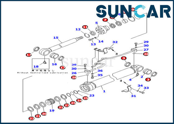 707-98-36250 รถขุดบูมชุดบริการกระบอกสูบ Komatsu PC100-6Z Inner Repair Seal Kit Parts