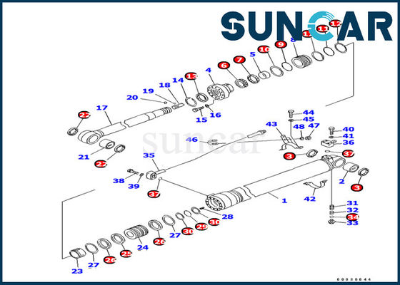 ความต้านทานน้ำมัน 707-99-44340 ชุดซีลแขนกระบอกไฮดรอลิกสำหรับ Komatsu PC100-6Z Inner Parts
