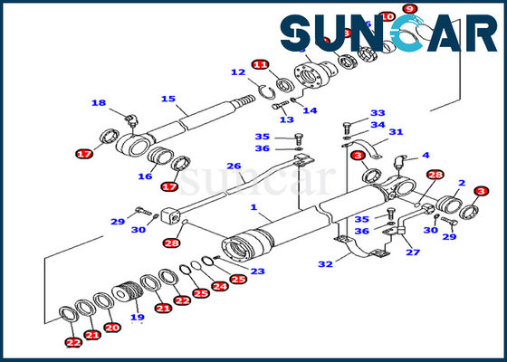 707-99-69620 ชุดซ่อมซีลไฮดรอลิก Komatsu PC1000-1 Arm Cylinder Seal Kit อะไหล่ภายใน Inn