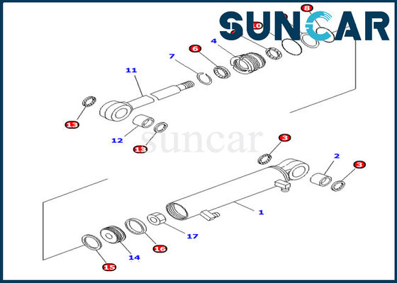 707-98-03400 ชุดซีลกระบอกสูบถังเหมาะกับ Komatsu PC10MR-1 ชุดซ่อมกระบอกไฮดรอลิก