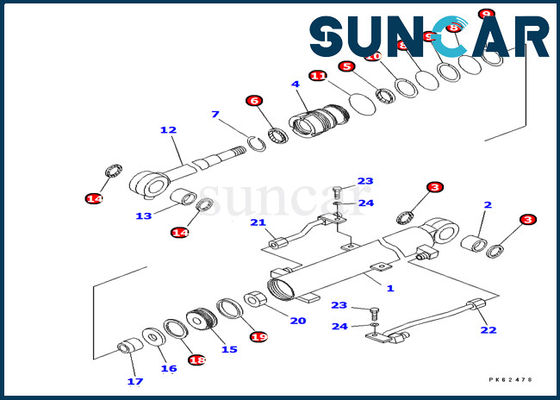 Komatsu PC03-2 Boom Cylinder Seal Kit 707-98-03450 ชุดซ่อมรุ่น Inner Replacement Parts