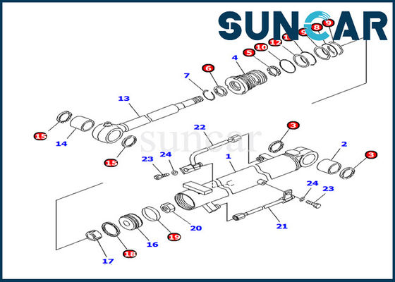 707-98-10940 Komatsu Boom Cylinder Repair Seal Kit สำหรับ PC10MR-1 Excavator Inner Parts
