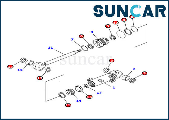 707-98-11240 Komatsu OEM Parts Blade Lift Cylinder Service Kit PC10MR-1 อะไหล่ภายในรถขุด