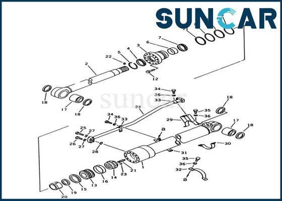 Arm Cylinder Sealing Kit 707-98-38600 ชุดซ่อมความต้านทานน้ำมันสำหรับ PC100-3 Komatsu Excavator