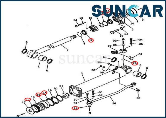 ซีลไฮดรอลิก 135-63-05060 Lift Seal Kit ชุดเปลี่ยนกระบอกสูบสำหรับ D57S-1B D57S-1 Komatsu