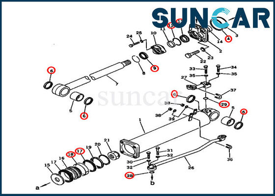 135-63-05050 Komatsu Cylinder Sealing Kit ขนาดมาตรฐาน Bulldozer Lift Repair Seal Kit