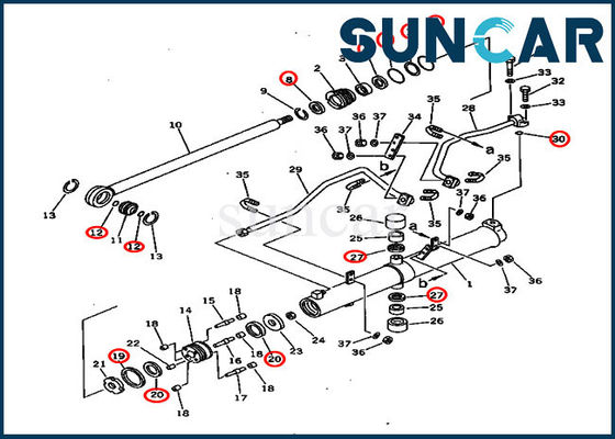 D60A-8 Komatsu Seal Kits 707-98-36450 ชุดซ่อมกระบอกไฮดรอลิกใบมีด 7079836450