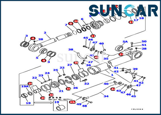 ความต้านทานการสึกหรอ 707-99-77230 Komatsu PC1000-1 Bucket Cylinder Sealing Kit ชิ้นส่วนภายในของรถขุด