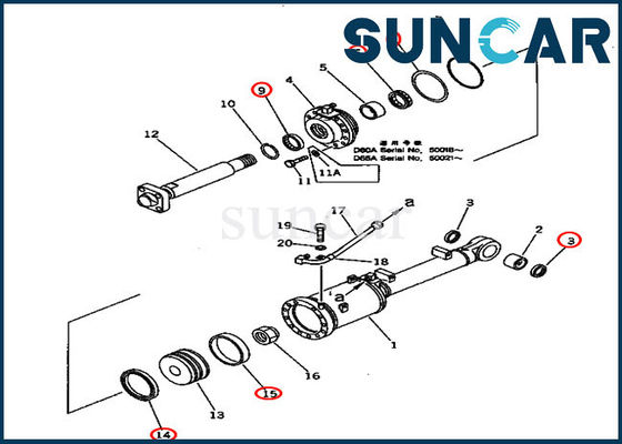 รถปราบดิน 707-98-60100 ชุดใบมีดเอียงกระบอกซีล D60A-11 Komatsu Repair Parts