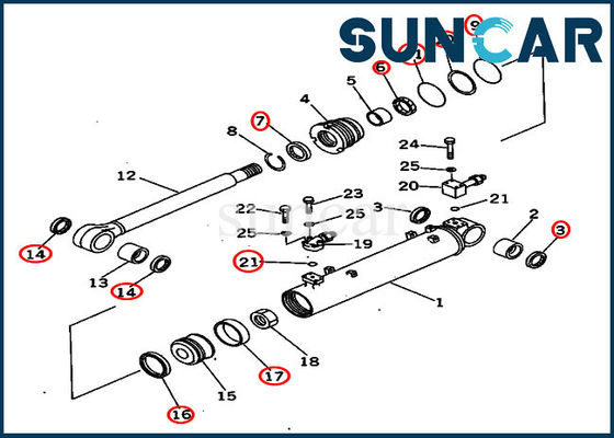 707-98-40020 ชุดซ่อมกระบอกตัดแต่ง 7079840020 Dozer Seal Kits เหมาะกับ Komatsu D65EX-12