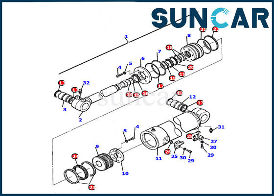 Komatsu 21D-61-15170 Blade Cylinder Seal Kit ชุดปะเก็น PC110R-1 Excavator Repair Service Kit