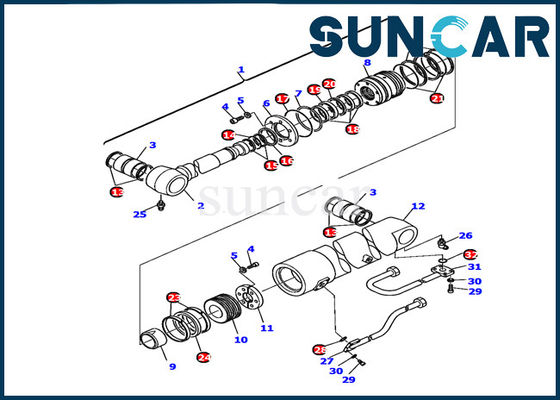 ความต้านทานการสึกหรอ 226-61-11220 Komatsu PC110R-1 Boom Cylinder Sealing Kit Excavator Gasket Kit