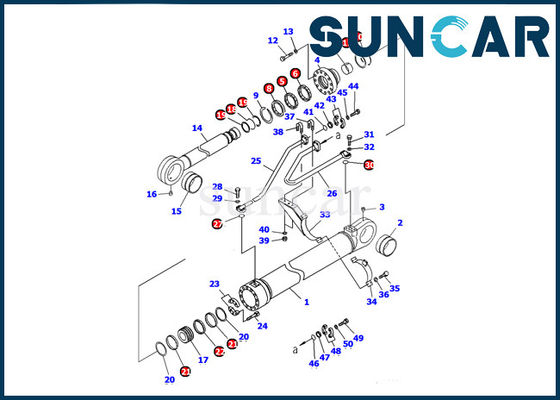 707-98-77210 Komatsu PC1100-6 Excavator Bucket ชุดบริการกระบอกสูบชุดซ่อมซีลน้ำมัน