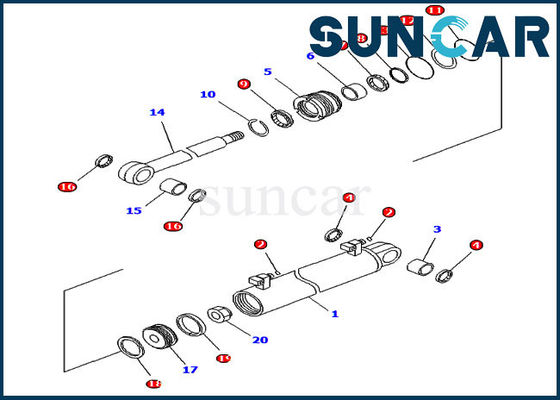 รถดันดินตีนตะขาบ Komatsu 707-99-34630 ชุดซ่อมซีลยก D61EX-15EO อะไหล่กระบอกสูบ Cylinder