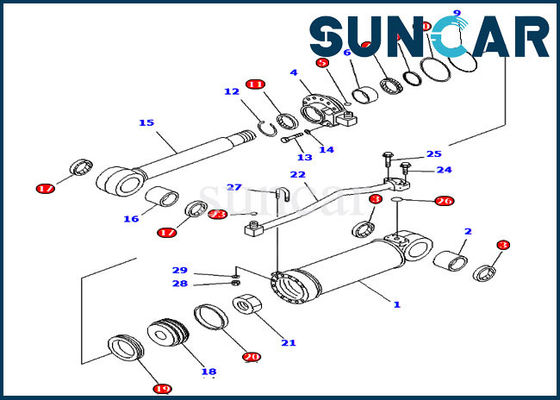 707-99-52170 Ripper Sealing Kit Komatsu Cylinder Seal Repair Kit เหมาะกับรุ่น D65EX-15E0