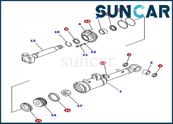 707-98-52210 Tilt Cylinder Sealing Kit Komatsu D65E-12 D65P-12 Tilt Dozer ชุดเปลี่ยน