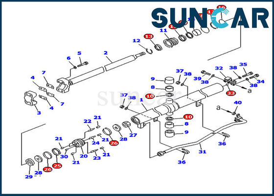 D85ESS-2 กระบอกสูบยก 707-99-25890 Komatsu Service Kit Bulldozer Cylinder Seal Kits