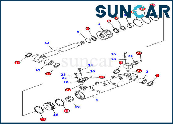 707-99-40120 Crawler Dozers Trimming Cylinder Seal Kit เหมาะกับชิ้นส่วน Komatsu รุ่น D65EX-15E0