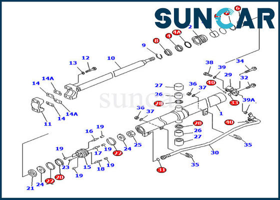 ความต้านทานน้ำมัน 707-98-28640 ชุดซ่อมซีลยก D65EX-15 D65PX-15 Komatsu Cylinder Sealing Kit