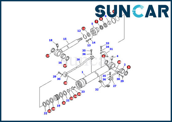 ความต้านทานน้ำมัน 707-99-25870 ชุดซีลกระบอกสูบถัง PC120-6E0 Komatsu Excavator Repair Kit
