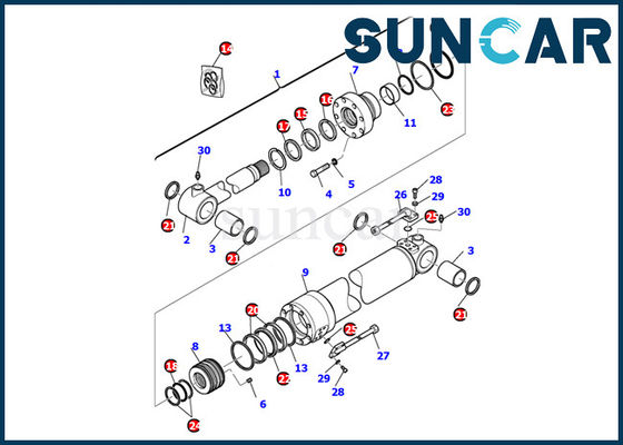 707-99-27650 Komatsu Excavator Bucket Cylinder Seal Kit PC110R-1 PC95R-2 ชุดซ่อมปะเก็นด้านใน